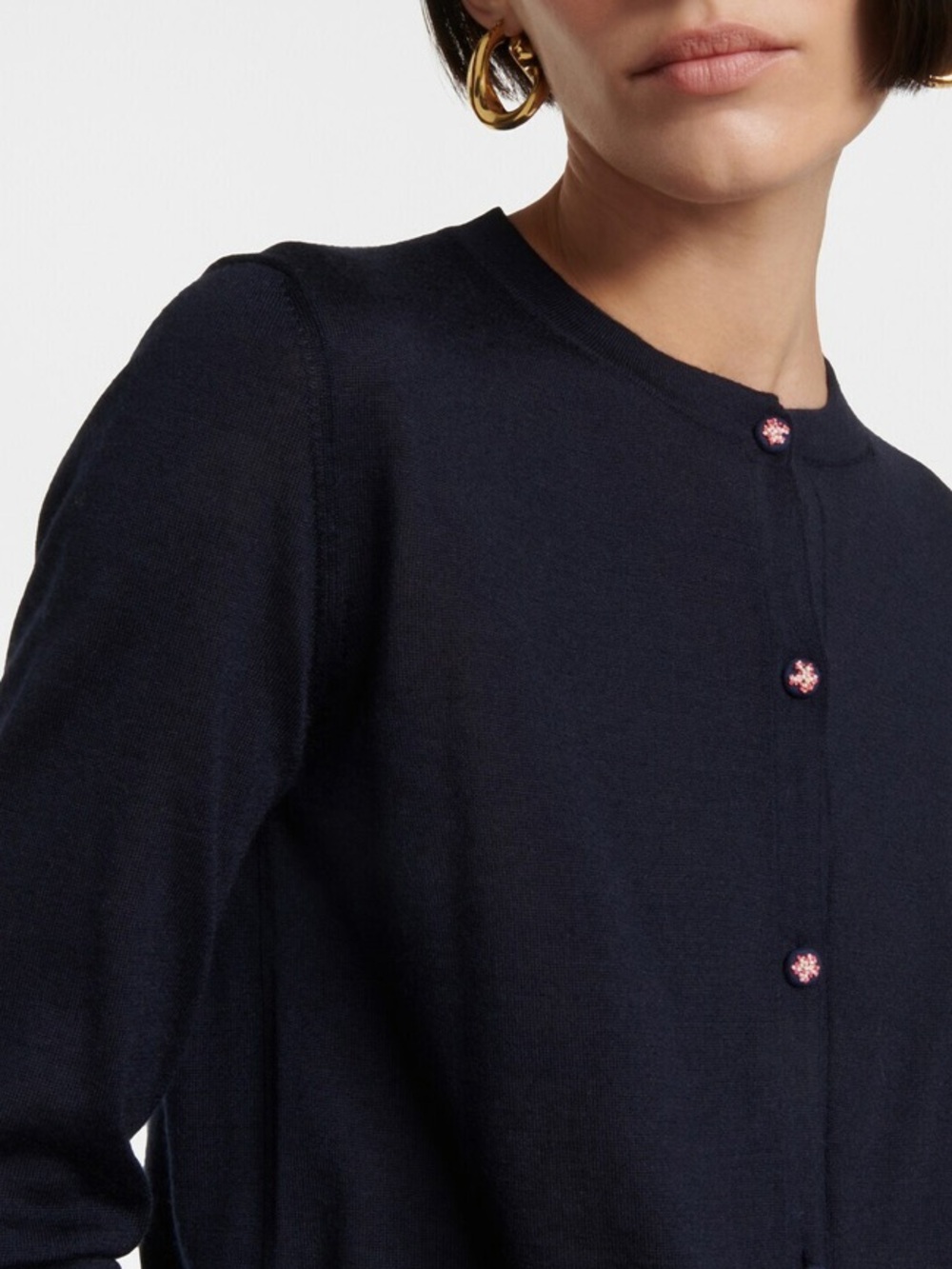 LORO PIANA Cashmere & Silk Cardigan Decorative Embroidered Buttons